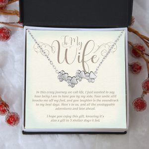 “To My Wife” – Four Paw Necklace Includes Gift Box & Card